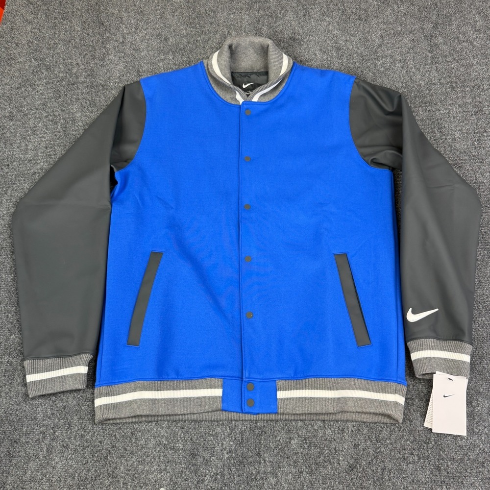 Nike Team‎ Player Letterman Jacket Mens Large (L) Blue Gray DJ5971-493 NWT - Picture 2 of 10